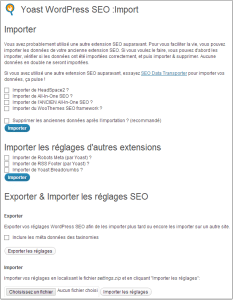 Import des données All in One SEO